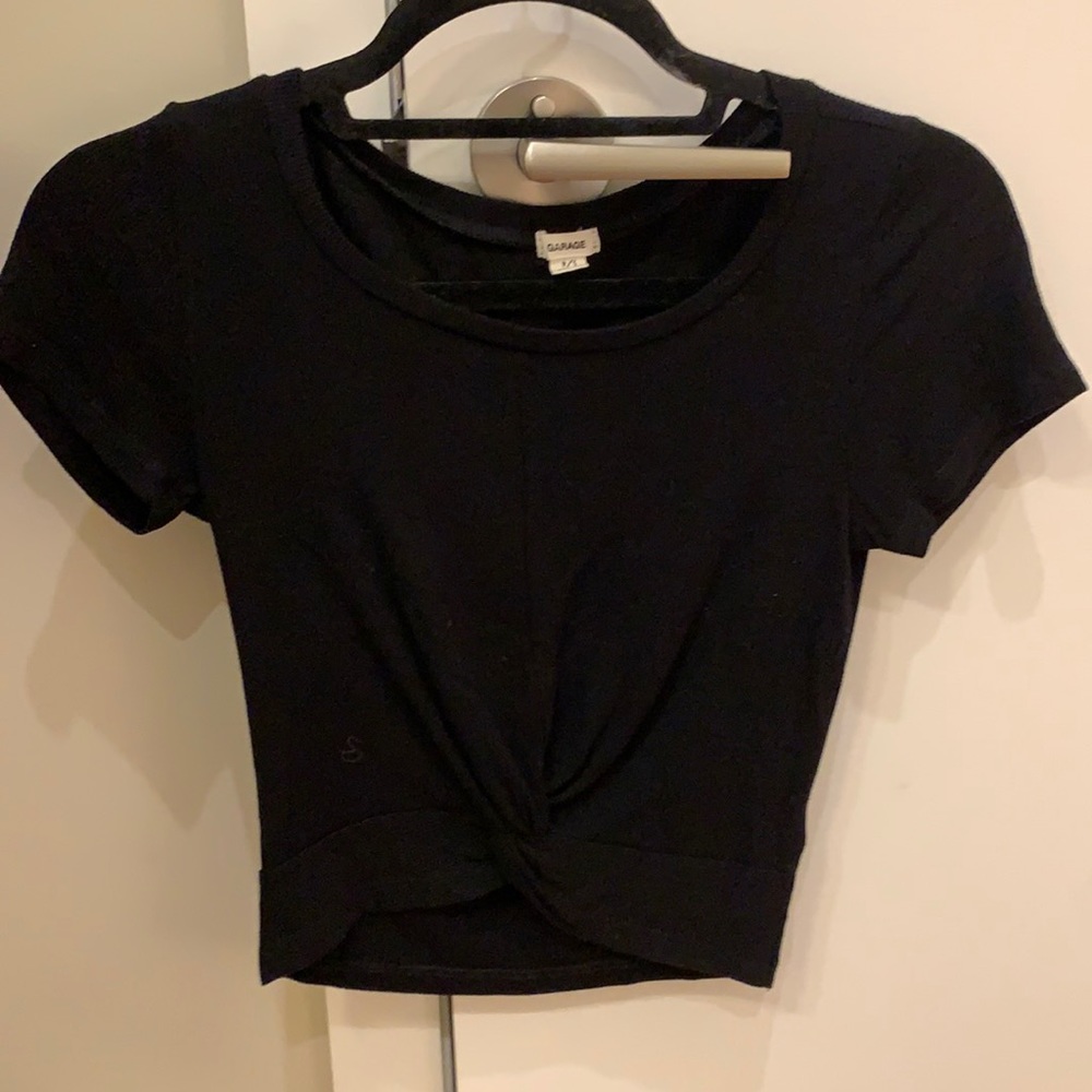 Black crop top with knotted bottom